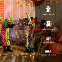 Outsunny Life Size Stackable Halloween Animated Clown with Red Light Up Eyes, Sound Activated Scary Halloween Decorations, Battery Operated, Indoor Party Props(m-6)