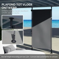 Outsunny Verstelbare Freestanding Zonnescherm zonder Boren - Aluminium Frame - 1,5 x 2,2-3,1 m - Donkergrijs(m-4)