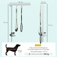 PawHut Huisdierverzorgingstafel Verzorgingstafel voor huisdieren, verstelbaar in hoogte, 36 x 8 x 74 cm, Zilver(m-3)