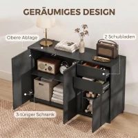 HOMCOM Sideboard Komoda, 2 szuflady, Push-Click, 117 cm x 36 cm x 74 cm, Czarny(m-4)