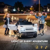 AIYAPLAY Land Rover Licensed 12V Kids Ride on Car with Remote, Suspension, Slow Start, 3 Speeds, Lights, Music, Horn, White(m-8)
