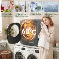 HOMCOM 4 kg Wasdroger, compact ontwerp, 5 modi, timer, Grijs+Zwart(m-7)