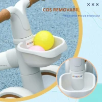 AIYAPLAY Bicicletă de echilibru pentru copii 4 roți șa reglabilă, ghidon ergonomic aliaj aluminiu, PP, copii 1-3 ani - Maro Alb(m-5)