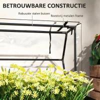 Outsunny Verhoogde Tuinbak met Kasdak, Verhoogde Plantenbak met Afvoergaten, 100 x 48 x 124 cm, Zwart(m-7)