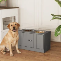 PawHut Gamelles Chiens Surélevées Gamelle Double Chien Chat Porte-Gamelles 2L Acier Inox 60 x 30 x 35,5 cm Gris(m-11)