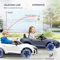 HOMCOM Automobil electric pentru copii cu telecomandă, centură de siguranță, claxon, muzică, faruri, până la 5 km/h, 3-5 ani, Gri(m-5)