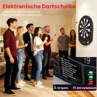 SPORTNOW Elektronisch Dartbord voor 1-8 Spelers, LCD-Display, 6 Dartsets, Kleurrijk(m-4)