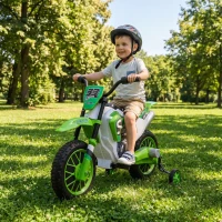 HOMCOM Moto da Cross Elettrica per Bambini con Rotelle, in PP e Metallo, 106.5x51.5x68 cm, Verde(m-11)
