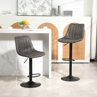 HOMCOM Set de 2 Taburetes de Bar Estilo Industrial con Respaldo Reposapiés y Altura Regulable Gris(m-4)