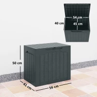 Outsunny Coffre de rangement extérieur 97L avec poignées encastrées, malle de rangement extérieur étanche 56x41x50cm, gris foncé(m-3)