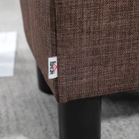 HOMCOM Poef met stoffen bekleding in linnenlook, tot 100 kg, bruin, 40 x 30 x 24 cm(m-9)
