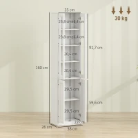 HOMCOM Mobile da bagno a 6 livelli con 4 ante soft-close e ripiani regolabili, bianco(m-3)