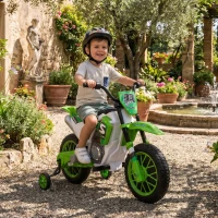 HOMCOM Moto da Cross Elettrica per Bambini con Rotelle, in PP e Metallo, 106.5x51.5x68 cm, Verde(m-12)