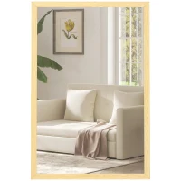 HOMCOM Miroir mural rectangulaire 60 x 40 cm, cadre en bois naturel, idéal pour la salle de bain, salon ou chambre(m-12)