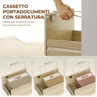 HOMCOM Scrivania con Libreria, Cassetto A4, Lettera, Legale Serratura e 2 Chiavi, Scrivania Salvaspazio, 126x50x109 cm, Bianco(m-5)