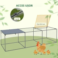 PawHut Țarc cușcă clapier exterior 3 m² pentru animale mici dim. 3 x 1 x 0,8 m oțel galvanizat(m-6)