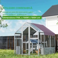 PawHut Tarc pentru găini, adăpost pentru găini cu acoperiș rezistent la apă, 2 cuiburi, 2 bârne, pentru 6-8 găini, aprox. 1,7 x 1,8 x 1,8 m(m-6)