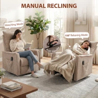 HOMCOM Recliner Armchair, Chenille Recliner Chair with Massage and Heat, 360° Swivel Rocking Manual Recliner, Brown(m-5)