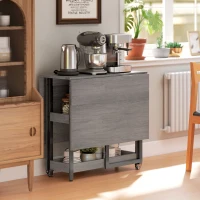 HOMCOM Inklapbare eettafel in industriële stijl, voor maximaal 4 personen, met open schappen, flexibel, metaal en spaanplaat, grijs(m-7)