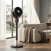 HOMCOM Ventilateur sur pied silencieux 20 dB, oscillation 70°+90°, 8 vitesses, télécommande, minuterie 12H, hauteur réglable(m-9)