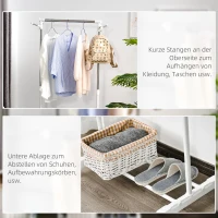 HOMCOM Rollende garderobestander, hoogteverstelbaar, met onderste plank, 4 wielen, Wit(m-5)