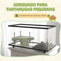 PawHut Aquário para Tartarugas 50 L com Plataforma Rampa e Termómetro 60x30x32 cm Transparente(m-7)