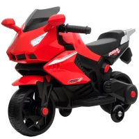 AIYAPLAY Elektro-Motorrad für Kinder, Hupe, Scheinwerfer, Musikfunktion, 2,5 km/h, Rot(m-11)