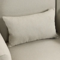 HOMCOM Sillón de Acento Sillón con Aspecto de Lino Respaldo Alto Asiento Ancho Cojín Lumbar Beige(m-9)