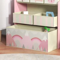 ZONEKIZ Kinderschrank mit 6 Stoffboxen, niedliches Motiv, 63x30x66 cm, Rosa(m-8)