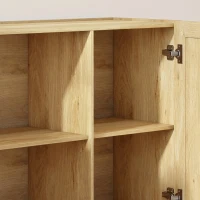 HOMCOM Sideboard Buffet Cabinet, 133 cm Storage Cabinet with 2 Open Shelves, 2 Cupboards and Soft Close Doors, Natural(m-10)