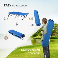 Outsunny Double Camping Cot Bed, with Bag - Blue(m-5)