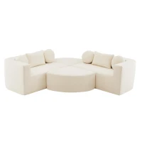 Modulare Schlafcouch mit Schlaffunktion, hochelastischer Schwamm und Taschenfederkern, 292x165x68 cm, Beige(m-8)