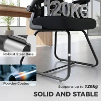HOMCOM Reception Chair, Conference Meeting Office Chair with Flip-up Armrest, Mesh Backrest, Lumbar Support and Metal Base(m-6)