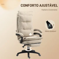 Vinsetto Cadeira de Secretária com Massagem, Altura Regulável, Encosto Reclinável, Apoio para os Pés, Giratória 360°, Bege(m-7)