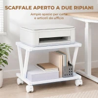 HOMCOM Supporto Stampante con 2 Ripiani per Ufficio e Casa, Bianco(m-4)