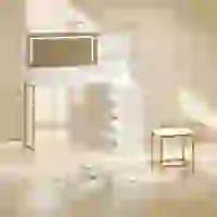 HOMCOM Schminktisch mit Spiegel LED-Lichter Hocker 5 Schubladen 2 Fächer und 2 Glasablagen Weiß(m-3)