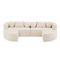 Modulare Schlafcouch mit Schlaffunktion, hochelastischer Schwamm und Taschenfederkern, 292x165x68 cm, Beige(m-1)