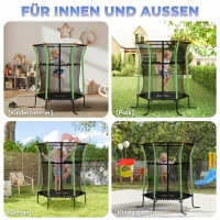 HOMCOM Trampolin für Kinder, 122 x 111 cm, mit Sicherheitsnetz, gepolstert, Stahl, belastbar bis 50 kg(m-7)
