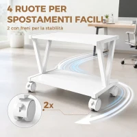 HOMCOM Supporto Stampante con 2 Ripiani per Ufficio e Casa, Bianco(m-6)