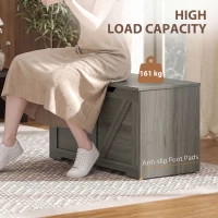 HOMCOM 100L Home Storage Box, with Safety Hinge - Dark Grey Wood-Effect(m-7)