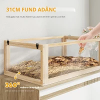 PawHut Cușcă pentru hamster/rozătoare cu 3 niveluri, fund detașabil 31 cm adâncime, căsuță, leagăn, 80x50x76cm, finisaj lemn natural(m-7)