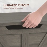 HOMCOM 100L Home Storage Box, with Safety Hinge - Dark Grey Wood-Effect(m-6)