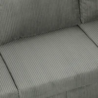 HOMCOM 3 Seater Sofa with Wide Seat, Corduroy Fabric Couch with Deep Seat, Spring Cushion, Light Grey(m-11)