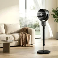 HOMCOM Ventilateur sur pied silencieux 20 dB, oscillation 70°+90°, 8 vitesses, télécommande, minuterie 12H, hauteur réglable(m-2)