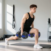 SPORTNOW Set Pesi da Palestra 6 in 1 in Plastica e Sabbia Utilizzabile come Kettlebell Manubri Bilanciere Supporto Blu(m-8)