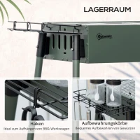 Outsunny houtskoolgrill antislip campinggrill met grillrooster clip grillrooster(m-6)