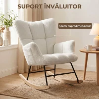HOMCOM Scaun Balansoar Matlasat cu Buzunare Laterale, Alb Crem(m-5)