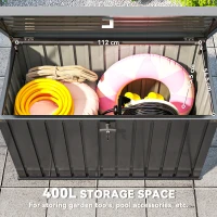 Outsunny 400L Galvanised Steel Garden Storage Box, Black(m-4)
