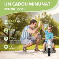 AIYAPLAY Moto electrică pentru copii 2-5 ani, 3 roți, 6 V, 3 km/h, cu funcție de bule, efecte luminoase și sonore, crem(m-4)