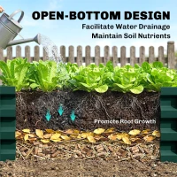 Outsunny Raised Beds for Garden, Galvanized Outdoor Planters, for Herbs and Vegetables, Use for Patio, Backyard, Balcony, Green(m-6)